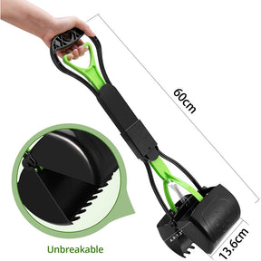 Non-Breakable Pet Pooper Scooper with Long Handle for Easy Grass and Gravel Pick Up-Green