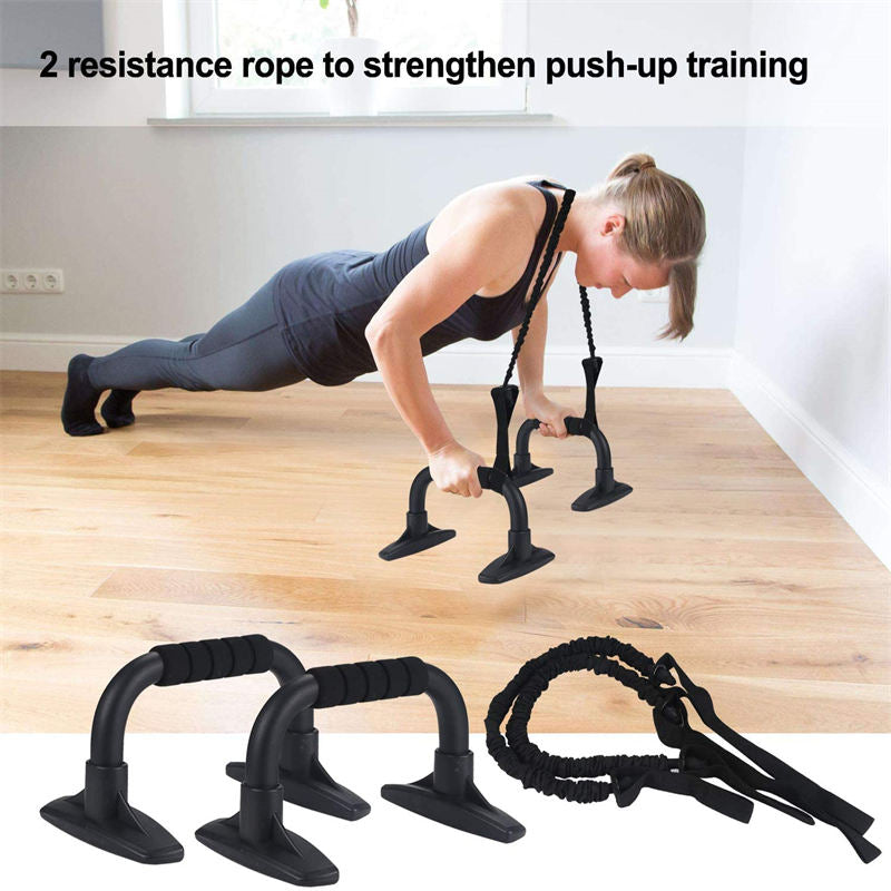 6-in-1 Abdominal Roller Kit with Knee Pads Resistance Band Pad Pusher Handle for Home Gym Equipment