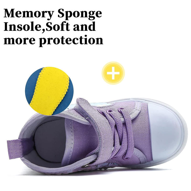 High Top Sneakers for Toddler Girls with Color Change Sequins-Purple