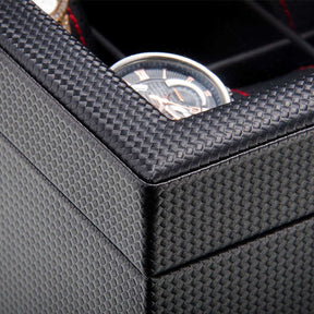 Home & LivingWatch Organizer Box with Drawer Display Case For Men Carbon Fiber Faux Leather Design