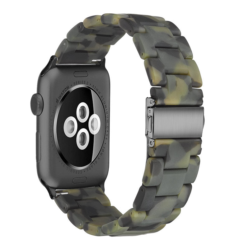 Fashion Resin iWatch Band with Stainless Steel Buckle for iWatch Series SE/6/5/4/3/2/1-ArmyGreen