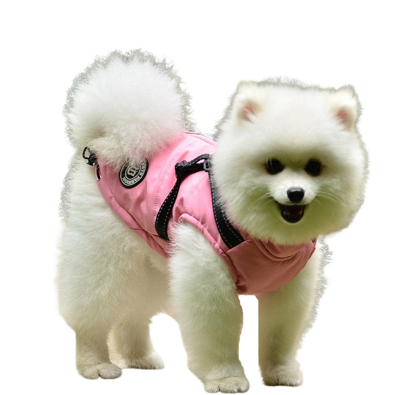Dog Vest Harness for Winter Windproof Fleece Lined Warm Puppy Jacket-Pink