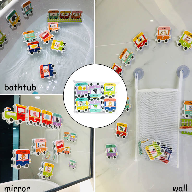 28Pcs Alphabet Train Bath Foam Toys Set Educational Floating Toys for Baby Girls Boys