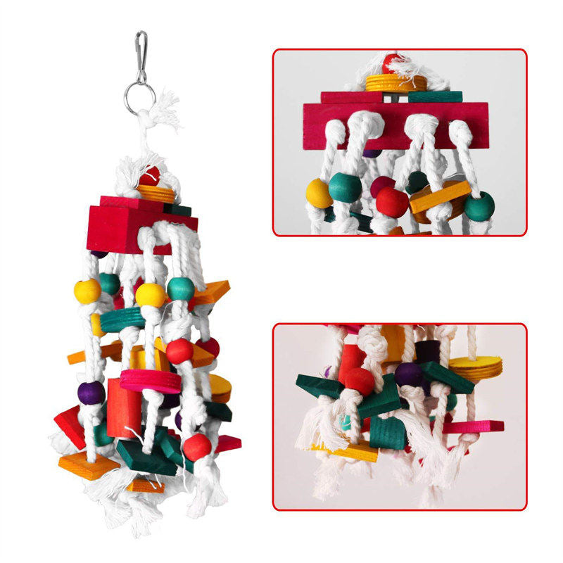 Colored Building Blocks Chewing String Toys for Small and Medium Parrots Birds