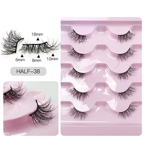 Half Lashes Natural Looking Cat Eye Fluffy 3D Curly False Eyelashes-38