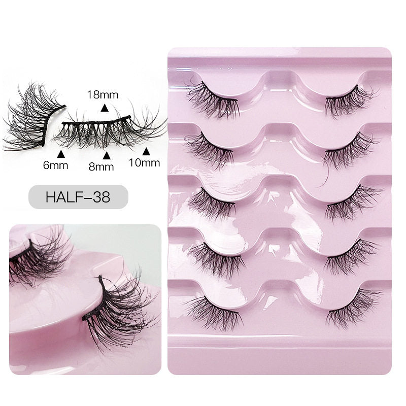 Half Lashes Natural Looking Cat Eye Fluffy 3D Curly False Eyelashes-38