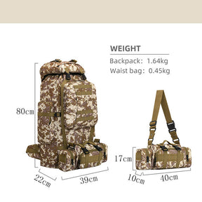 80L Waterproof 2-in-1 Detachable Backpack for Camping-Desert Camou