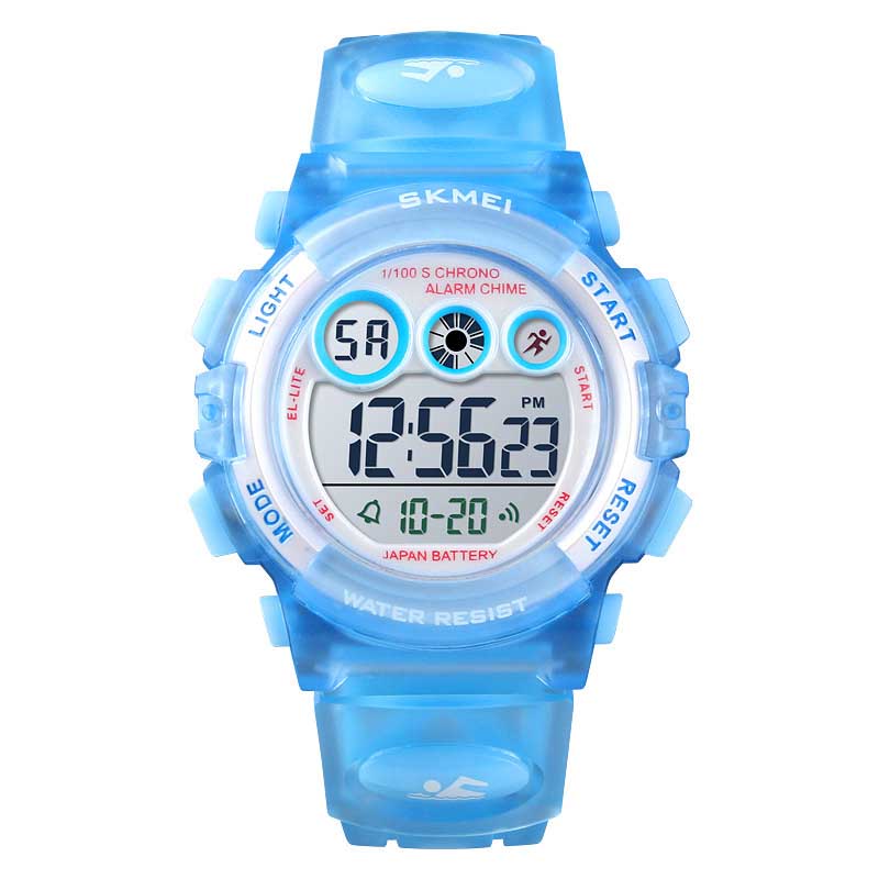 Kid Waterproof Electronic Multi Function Outdoor LED Watches-LightBlue