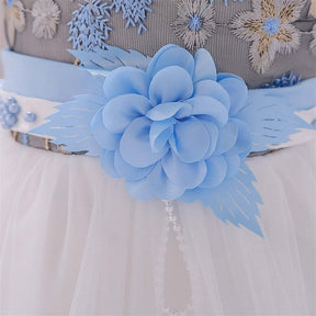 Toddler Pageant Flower Girl Lace Dress Little Girls Party Wedding Formal Dresses-SkyBlue