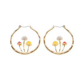 Cute Mushroom Earrings Chunky Gold Hoop Jewellery