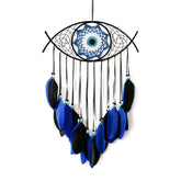 Evil Eye Dream Catcher Feather Wall Pendant Home Decoration-Blue Black