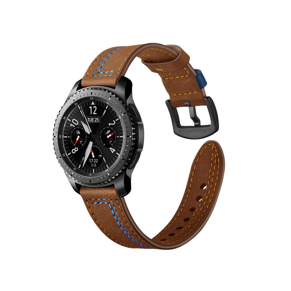 Fashion 7 Line Style Leather Watch Band For Samsung Galaxy Watch 42/46mm Gear S3 Frontier/Classic(Brown)