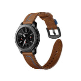 Fashion 7 Line Style Leather Watch Band For Samsung Galaxy Watch 42/46mm Gear S3 Frontier/Classic(Brown)