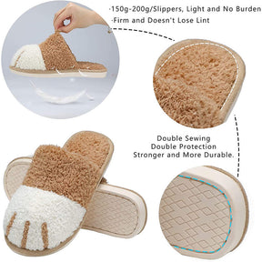 Memory Foam Unisex Slippers Comfortable Cute Animal Soft Shoes-Khaki