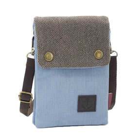 Small Crossbody Cellphone Bag with Shoulder Strap Denim Canvas Wallets-LightBlue