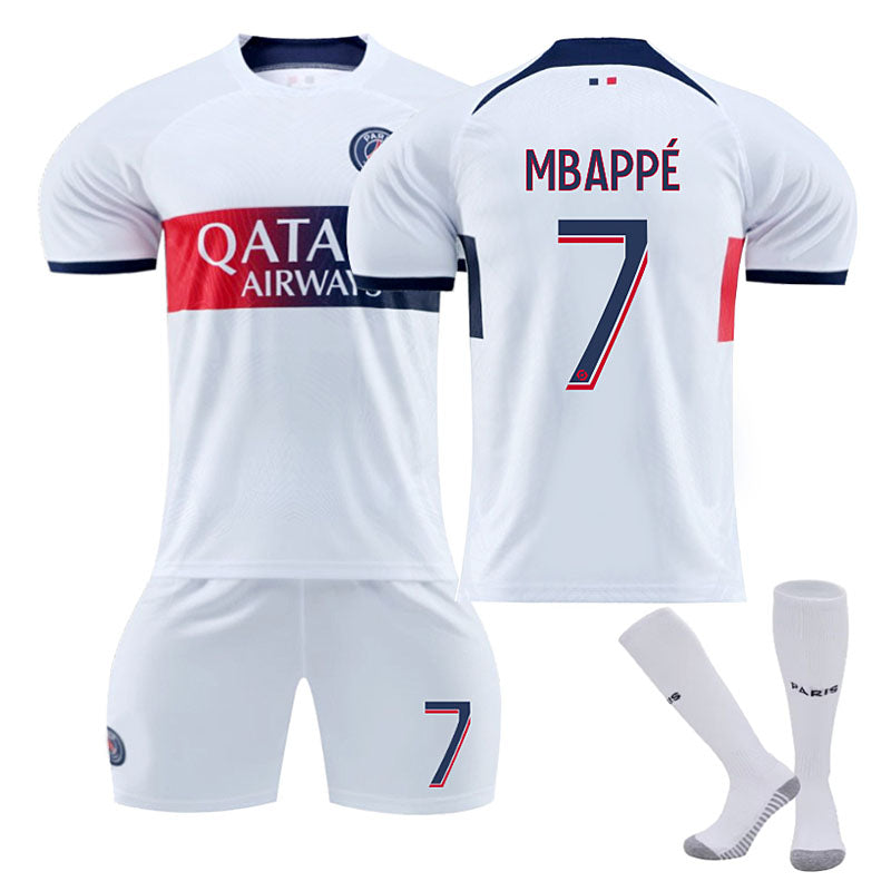 Paris Away Jersey MBAPPE #7 Soccer Jersey Kids Adult 3-Pieces Jersey Kits