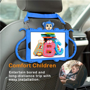 Monkey iPad Case+Neck Strap Cartoon Kids Anti-fall Protective Cover For Samsung Galaxy Tab A 10.1inch£¨2019£©T510/T515-Blue