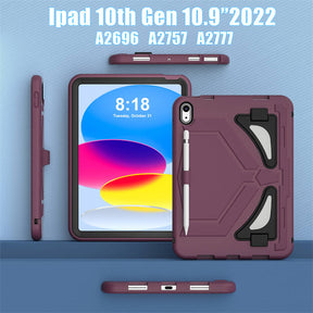 Kids Case Heavy Duty Shockproof with Kickstand for iPad 10th 2022-PlumBlack