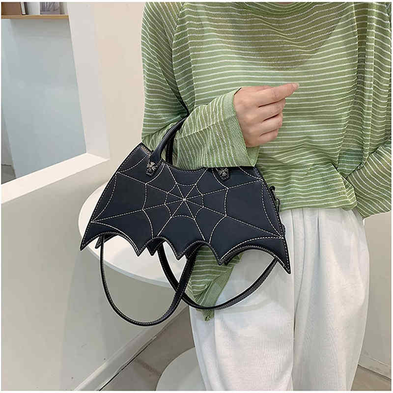 Women Novelty Bat Shoulder Bag Fashion Halloween Handbags-Black
