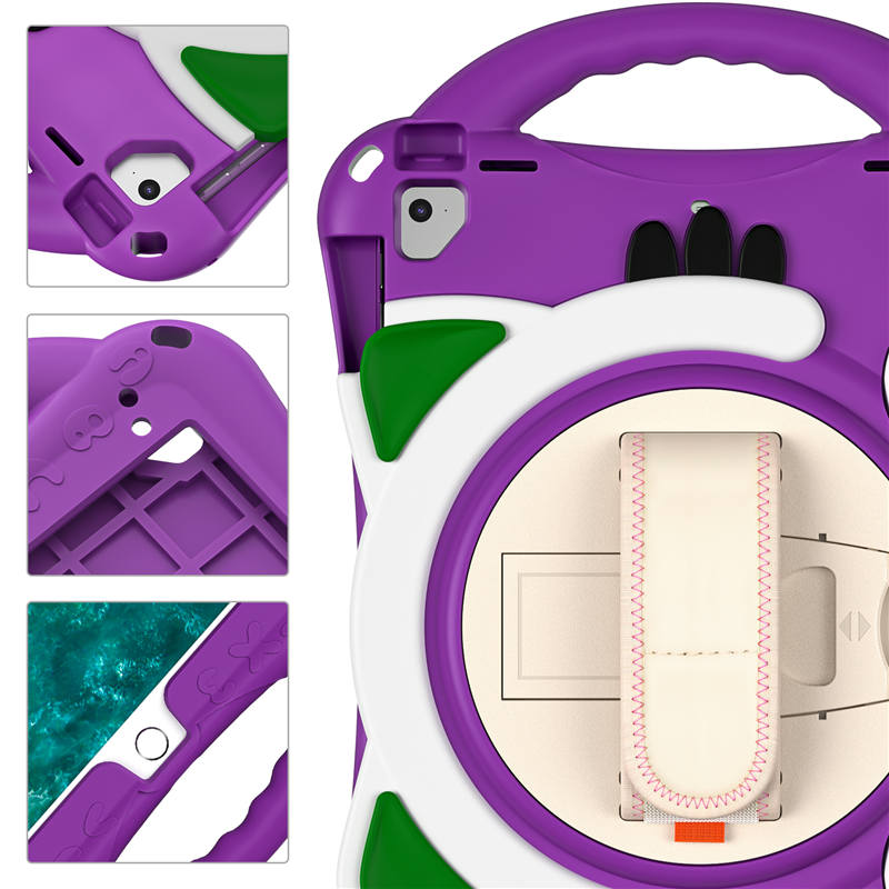 CatA iPad Silicone Case For iPad Pro 9.7 inch Air1/2 Built-in Handle Stand With a Strap-Purple