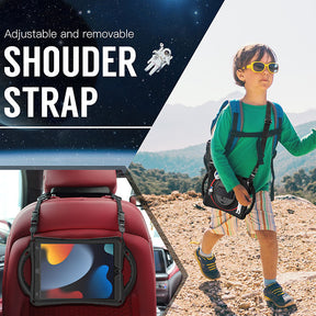 iPad Case Rugged Case with Handle Stand Shoulder Strap for iPad 10.2 Inch 2019/2020/2021-Black