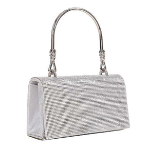 Womens Handbag Glitter Rhinestones Bag Evening Clutch for Party Wedding-Silver