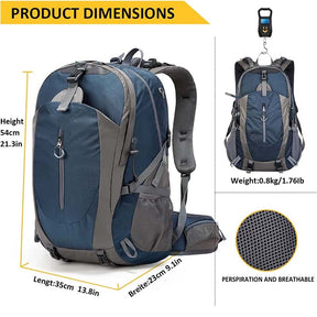 Hiking Backpack 40L Waterproof Lightweight Daypack with Rain Cover-Navy Blue