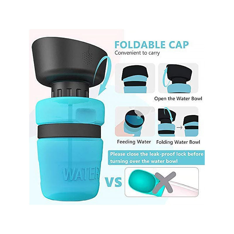 Pet Portable Water Bottles Safety Silicone Collapsible Bottle for Travel 520ML-Blue