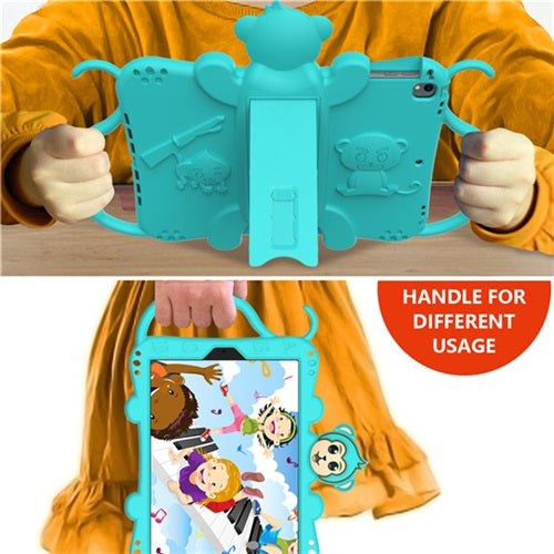 Monkey iPad Case Cartoon Kids Safe Anti-fall Protective Cover For Samsung Galaxy Tab A 10.1inch£¨2019£©T510/T515-Aqua
