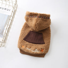 Dog Fleece Coat Hoodie Ultra Warm Thick Winter Jacket for Puppy-Coffee