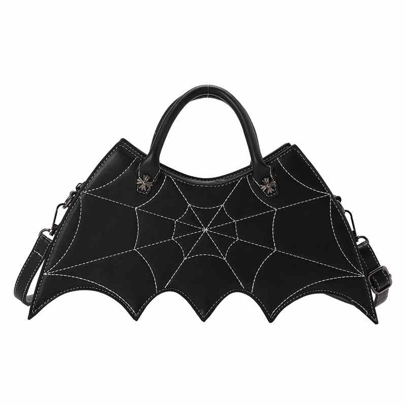 Women Novelty Bat Shoulder Bag Fashion Halloween Handbags-Black
