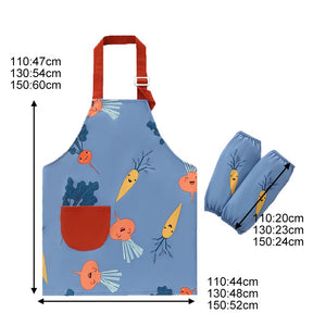 Kids Cartoon Animal Pattern Painting Waterproof Apron Set-Carrot