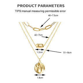 Gold Multilayer Coin Pendant Clavicle Chain Clothing Accessories