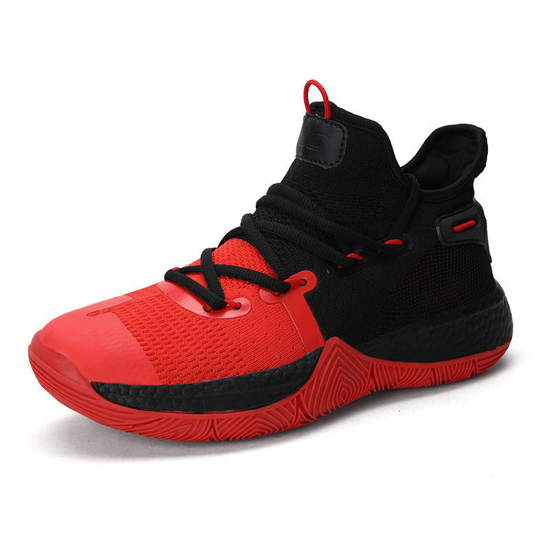 Boys Basketball Shoes Non-Slip Girls Sneakers Durable Kids Running Shoes-BlackRed