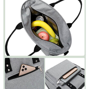 Casual Crossbody Bento Lunch Bag Insulated Multiple Pockets Tote Bag-Grey