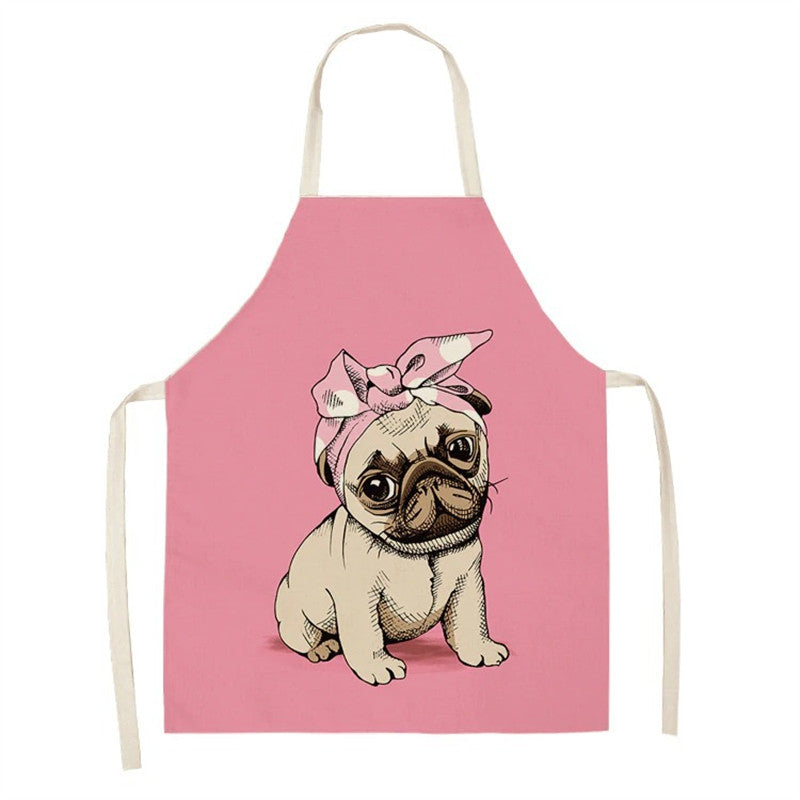 Animal Print Linen Apron for Cooking Gardenin-A1