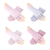 4 Pairs Women Gloves Summer Sunscreen Fingerless Gloves UV Protection Half Finger Gloves-C