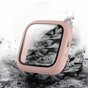 Watch Case For Fitbit Versa 2 Matt PC HD Tempered Glass Cover - Powder Sand