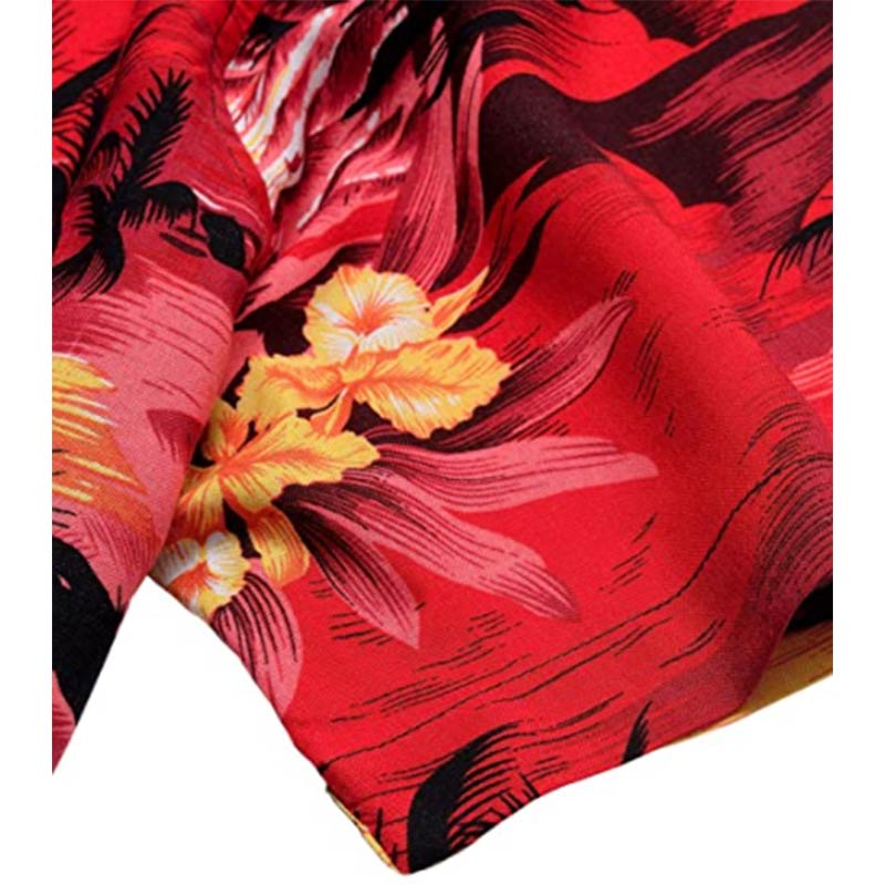 Cotton Regular Fit Short Sleeve Casual Hawaiian Shirt for Men-Red