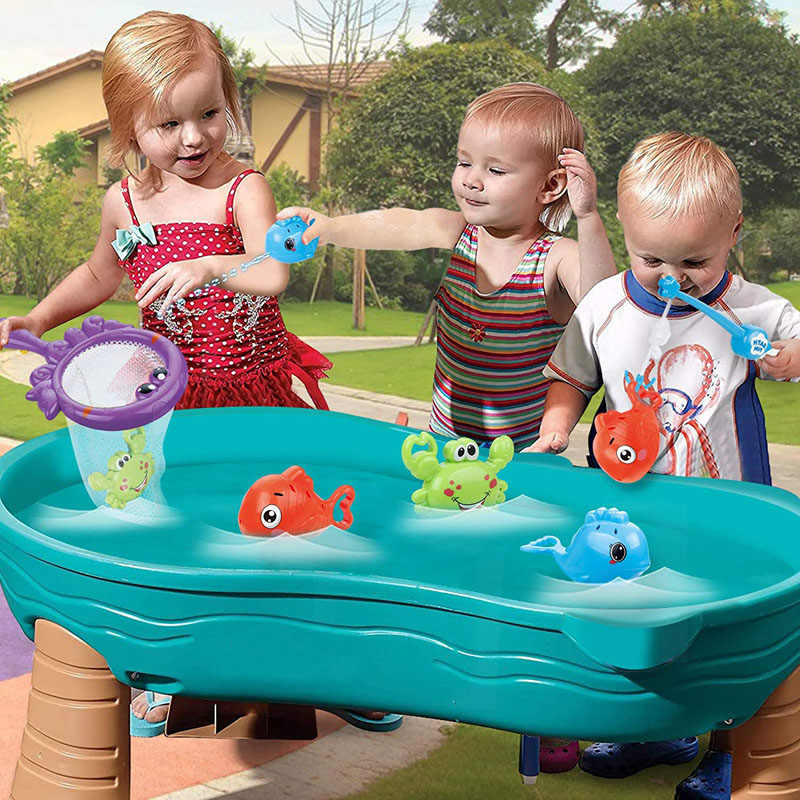 5Pcs Baby Bath Toys Fishing Games with Squirt Fishes and Crab for 18 Months and up