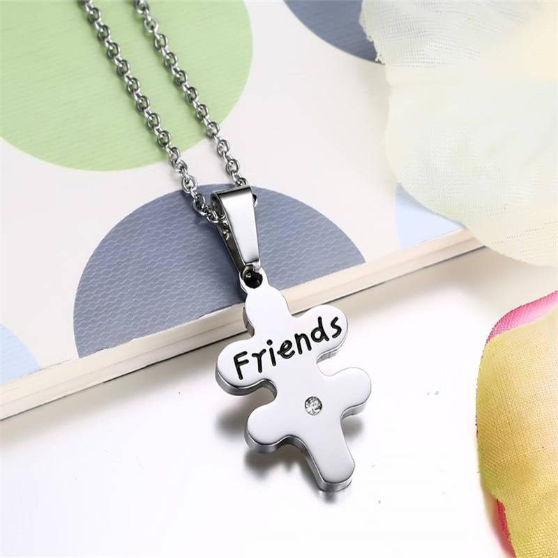 Pack of 3 Stainless Steel Heart Puzzle Pendant Necklace-Silver