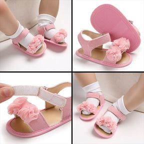 Baby Walker Shoes for Girls Flats Anti-Slip Open Toe Sandals-Pink
