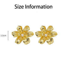 Pair of Pearl Sunflower Stud Earrings for Women