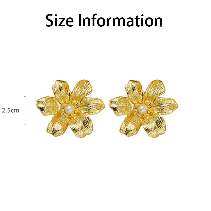 Pair of Pearl Sunflower Stud Earrings for Women