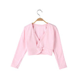 Kids Long Sleeve Wrap Tops Leotards for Girls Dance Ballet Cardigan Bolero-Pink