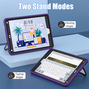 Tablet Case Rugged with Kickstand for iPad 6th/5th Generation 2018/2017-PurpleBlack