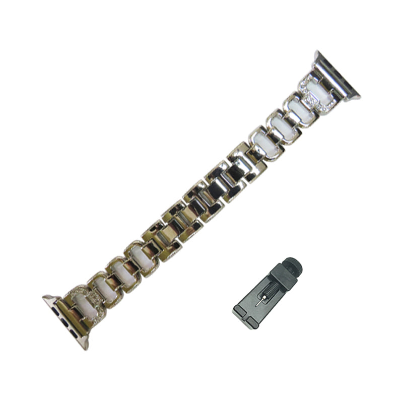 D Shape Stainless Steel Watch Band Adjustable Wristbands for Apple IWatch Series SE/1/2/3/4/5/6 For Women Men-Silver