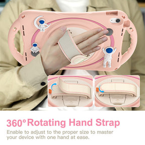 iPad Case Rugged Case with Handle Stand Shoulder Strap for iPad 10th 10.9 Inch 2022-Pink