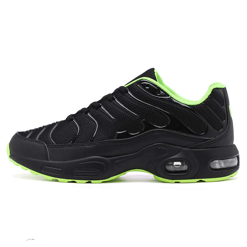 Mens Mesh Air Cushion Sneakers Outdoor Running Shoes-Black Green