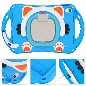 Cat Tablet Case For iPad 10th Kids Friendly with Handle Stand-LightBlue